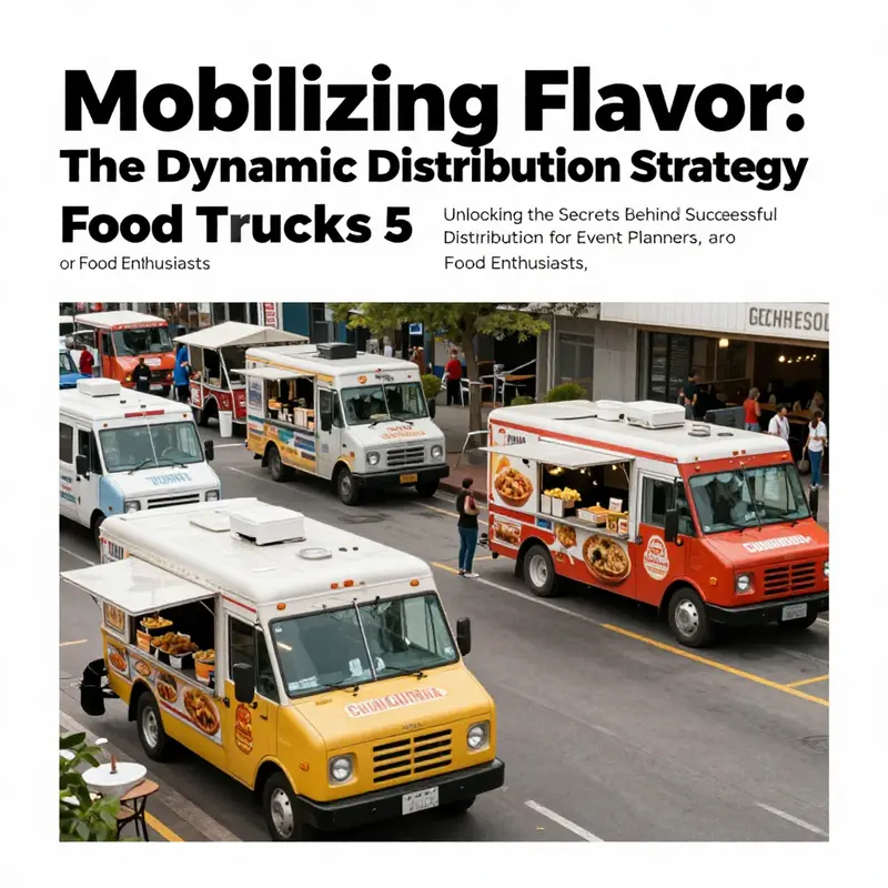 A colorful street scene filled with various food trucks, showcasing the excitement of the mobile food culture.