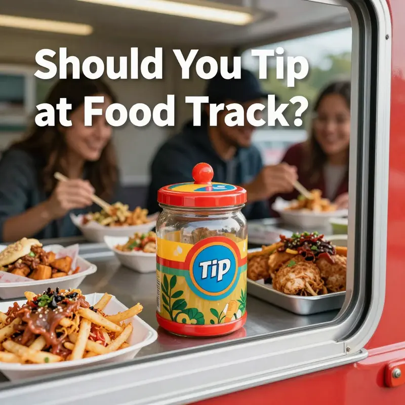 A lively food truck scene highlighting customer service, showcasing the hard work of staff serving food.