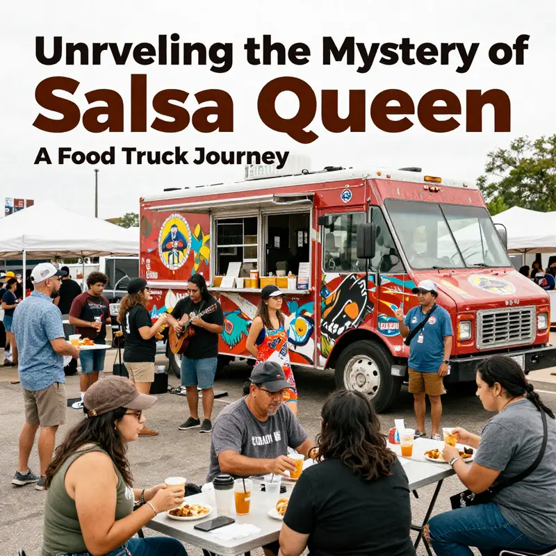 Salsa Queen food truck serving authentic dishes with vibrant ingredients in lively Austin streets.