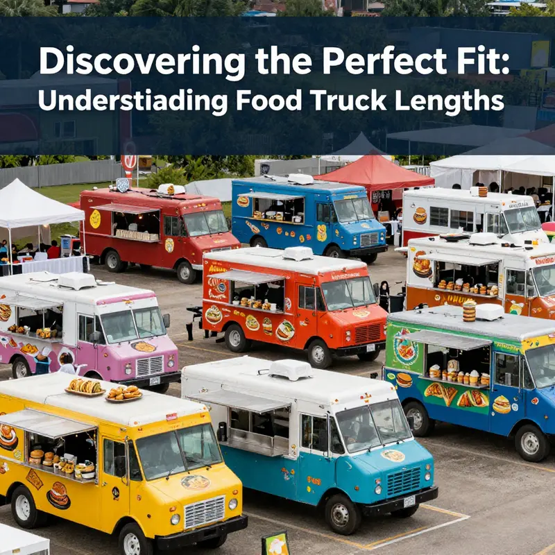A visual representation of various food trucks illustrating standard industry lengths.