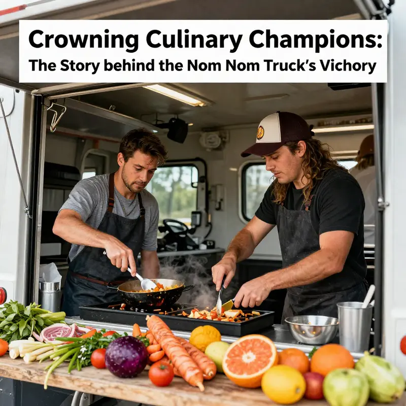 Jared and Jodi Lauter, champions of Season 11, proudly stand in front of their Nom Nom Truck.