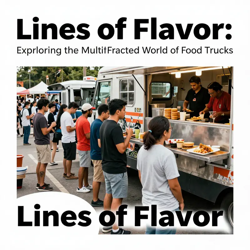 An eye-catching food truck with unique line art enhancing its brand identity.