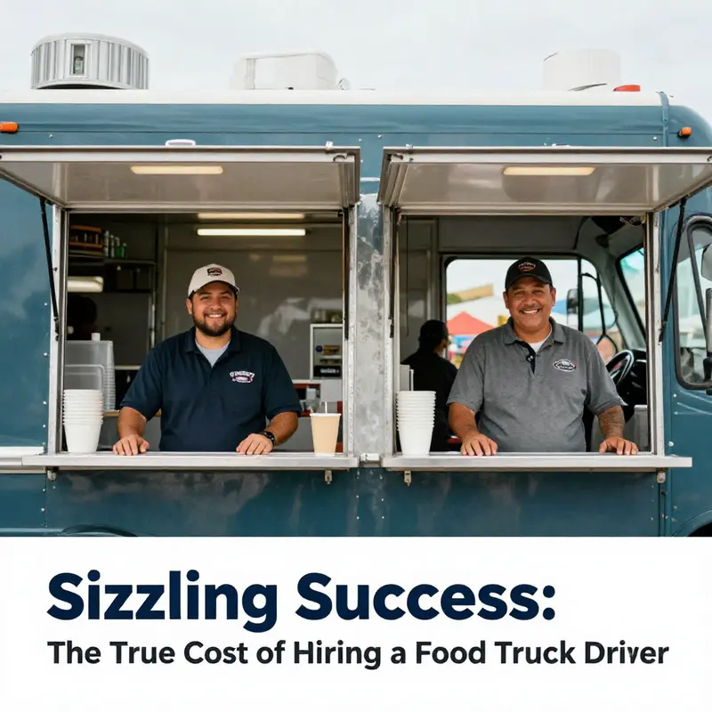 An event planner analyzing hiring costs with food truck visuals for better budget management.