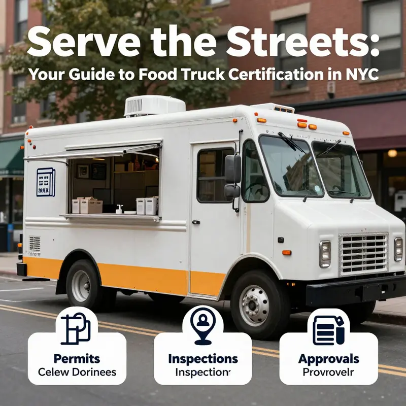 Step-by-step infographic detailing the food truck certification process in NYC.
