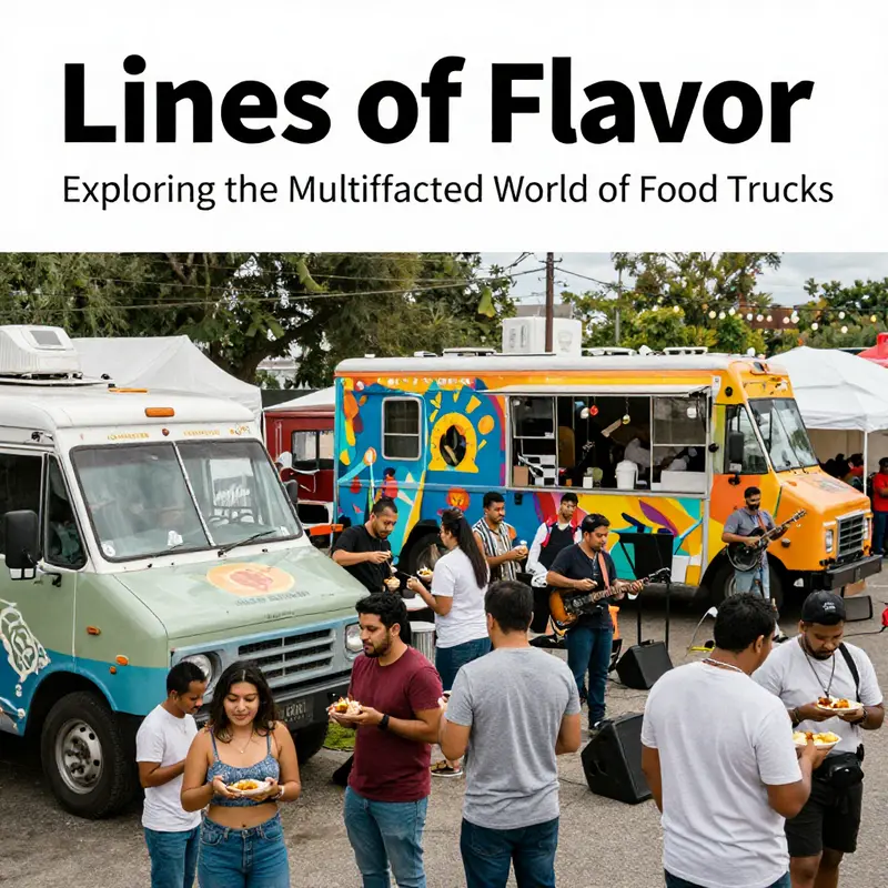 An eye-catching food truck with unique line art enhancing its brand identity.