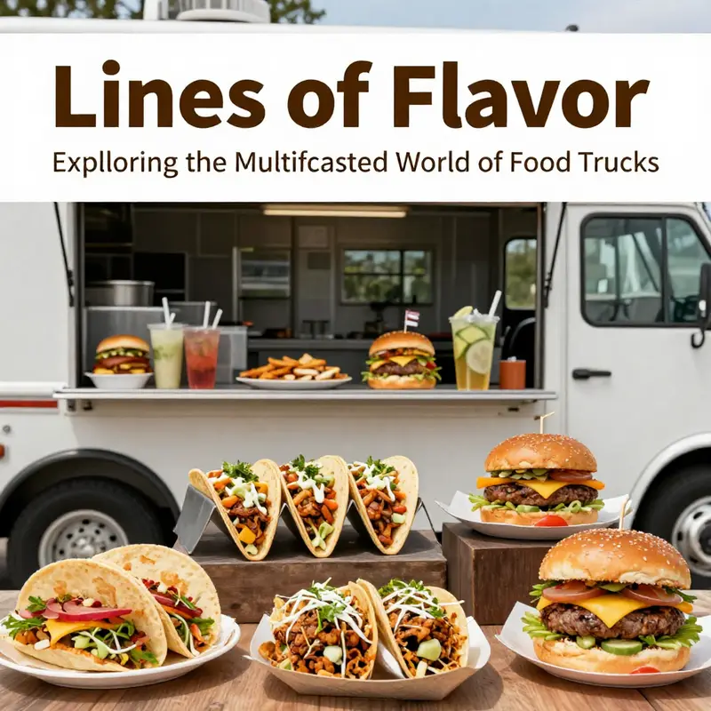 An eye-catching food truck with unique line art enhancing its brand identity.