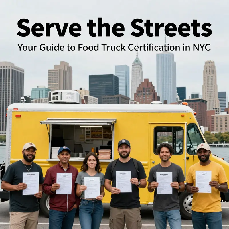 Step-by-step infographic detailing the food truck certification process in NYC.