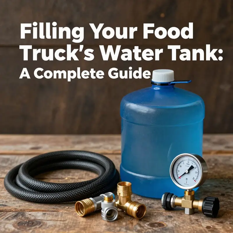 A step-by-step depiction of a food truck being filled with potable water.