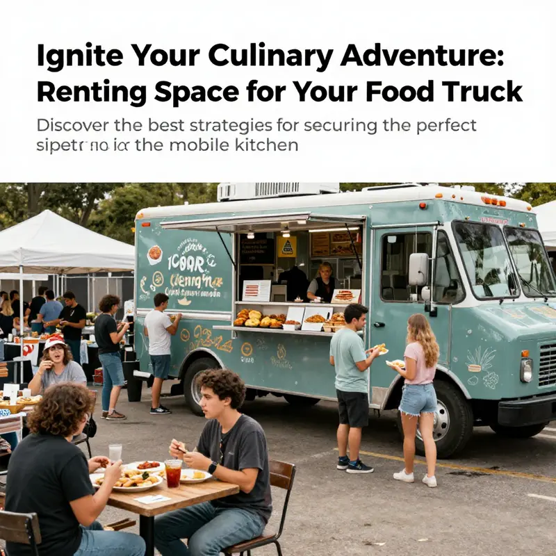 An image of a lively food truck event, displaying a variety of food options and customers enjoying their meals.