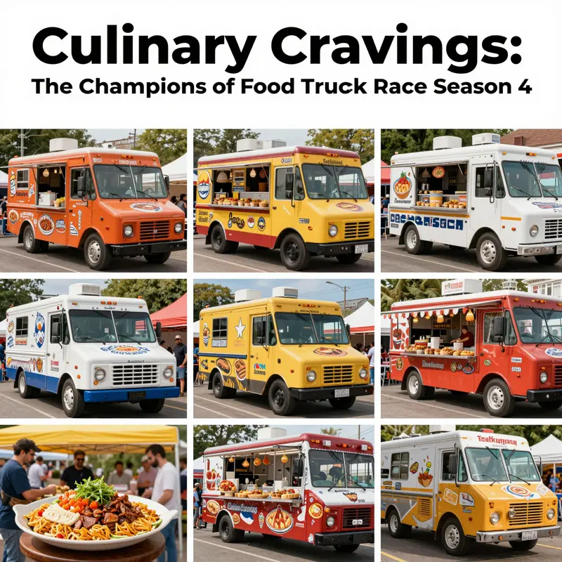 A lively street fair scene with food trucks serving an array of colorful dishes, embodying the energy of food truck culture.