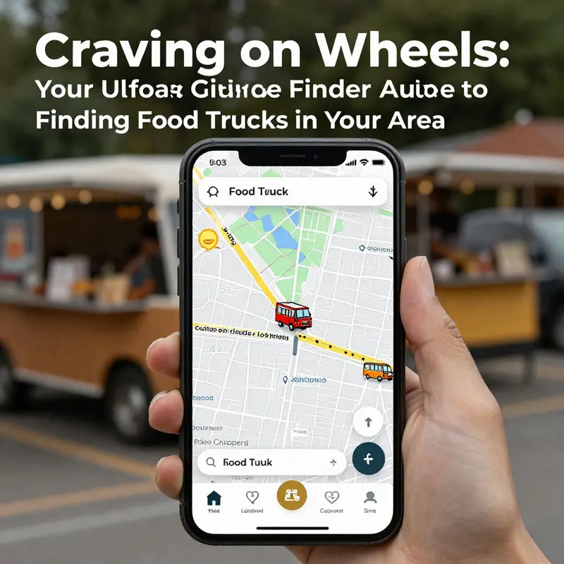 A dynamic interface of a food truck finder app displaying nearby food trucks.