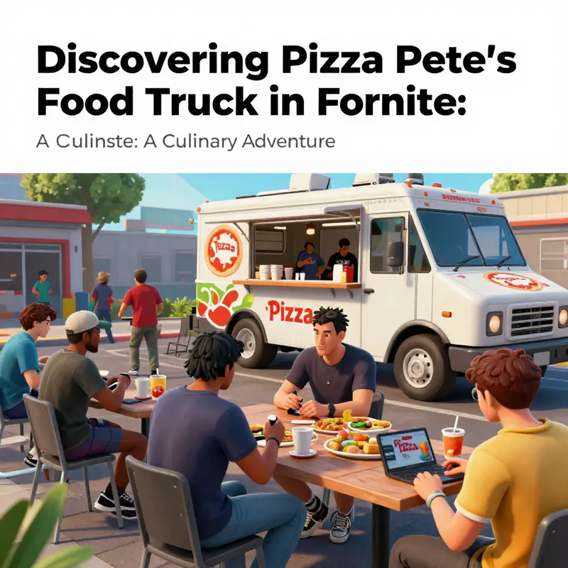 A detailed map highlighting the location of Pizza Pete’s Food Truck in Fortnite.