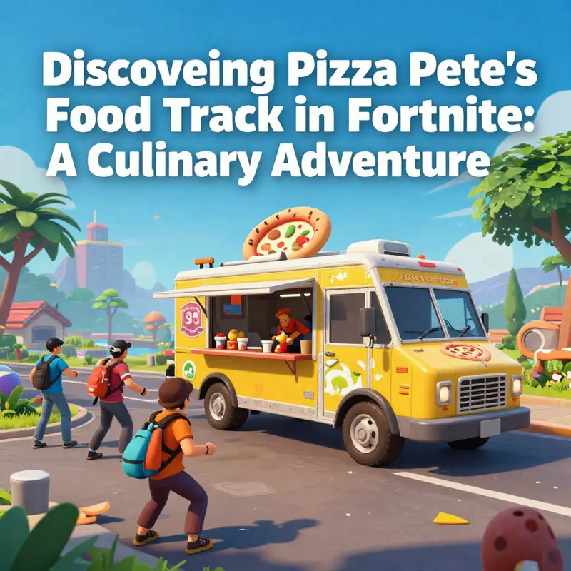 A detailed map highlighting the location of Pizza Pete’s Food Truck in Fortnite.