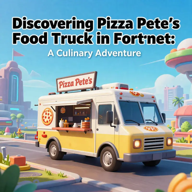 A detailed map highlighting the location of Pizza Pete’s Food Truck in Fortnite.