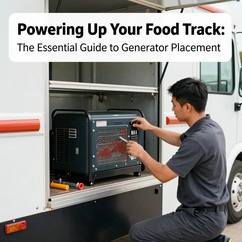 Properly mounted generator on a food truck, demonstrating effective ventilation and safety precautions.
