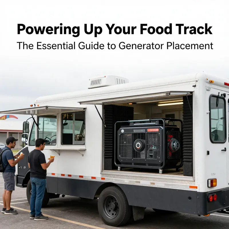 Properly mounted generator on a food truck, demonstrating effective ventilation and safety precautions.