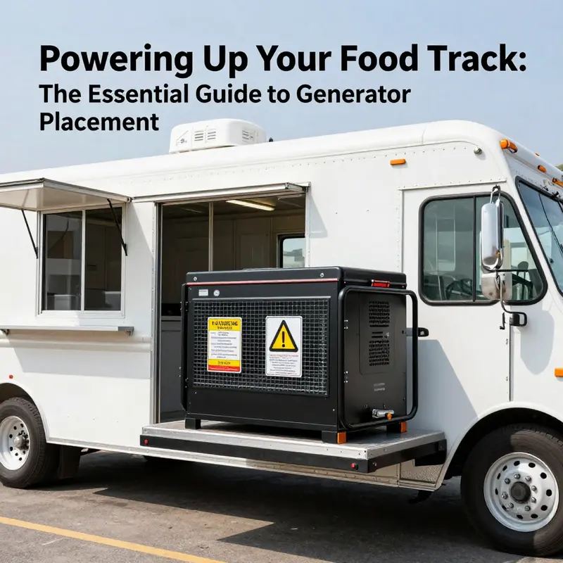 Properly mounted generator on a food truck, demonstrating effective ventilation and safety precautions.