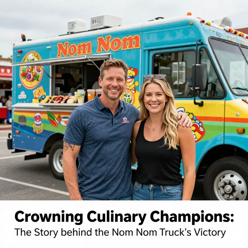 Jared and Jodi Lauter, champions of Season 11, proudly stand in front of their Nom Nom Truck.