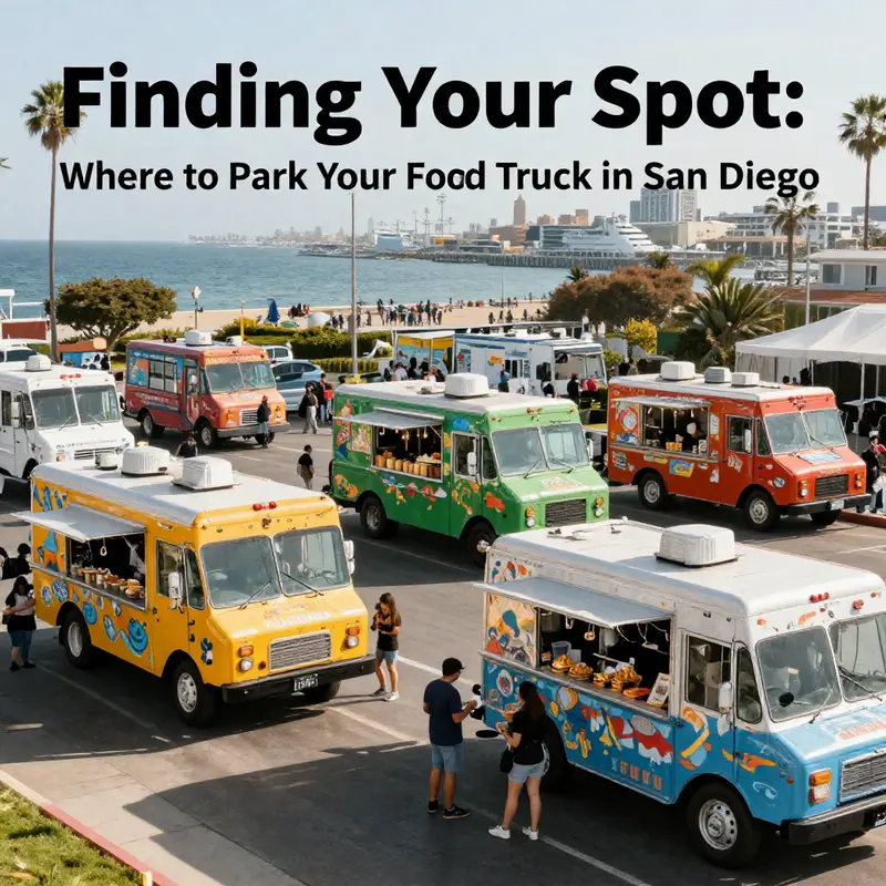 The vibrant scene at a popular food truck park in San Diego, showcasing diverse cuisines and happy customers.
