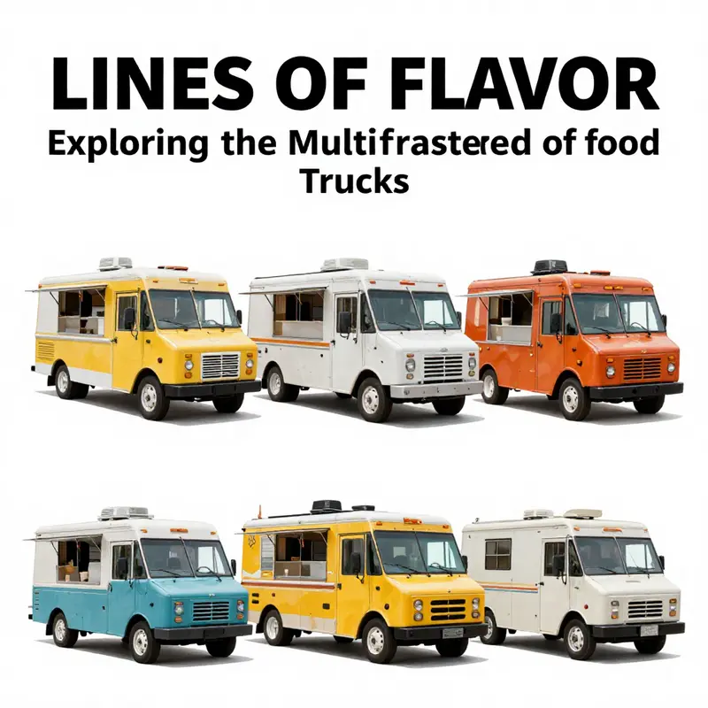 An eye-catching food truck with unique line art enhancing its brand identity.