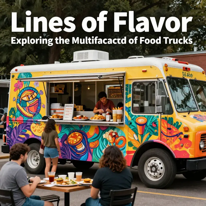 A colorful food truck surrounded by customers, reflecting the vibrant culture of food trucks.