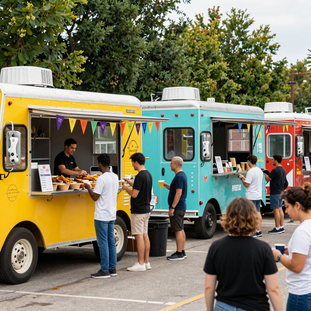 Food trucks at an outdoor event