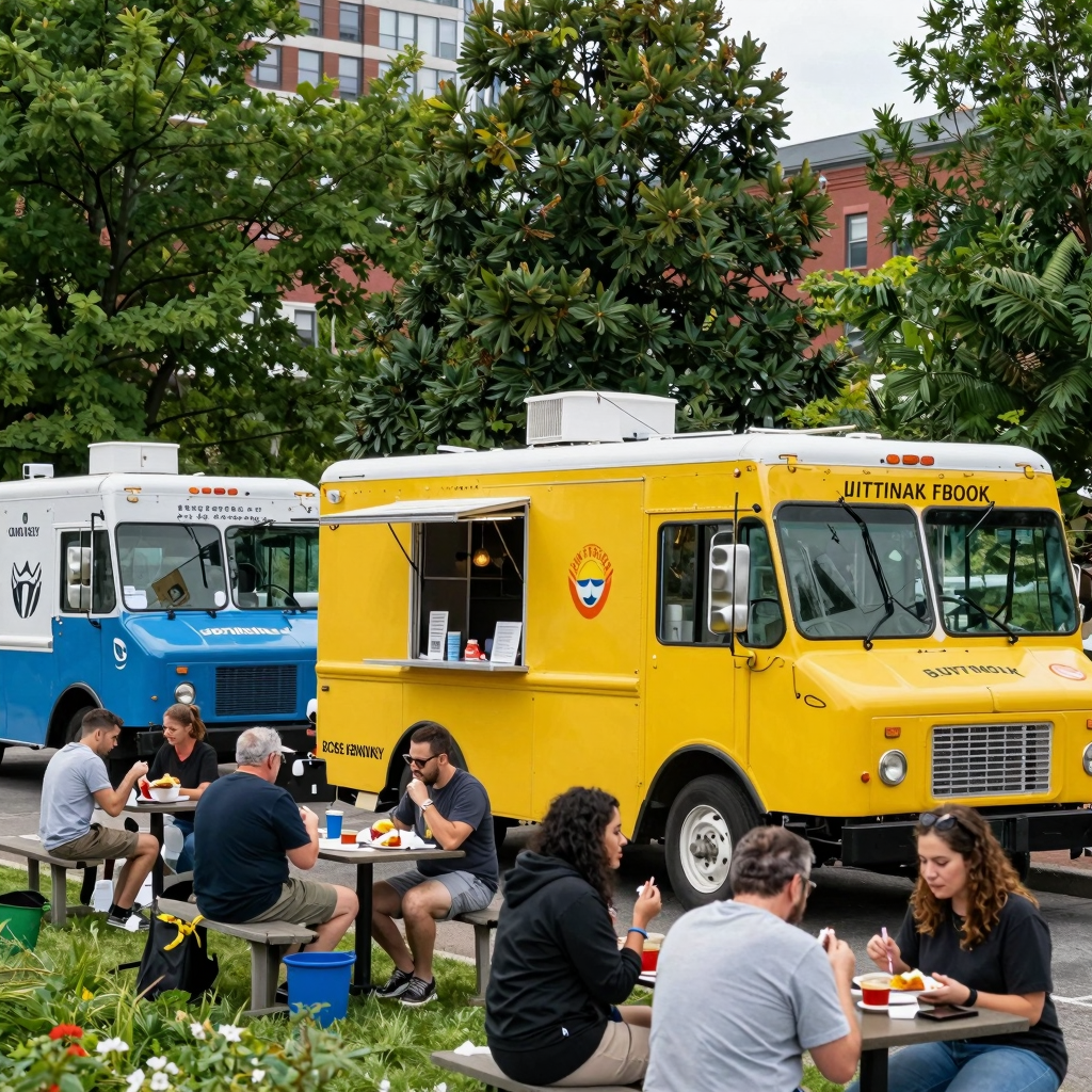 Food truck scene in Boston