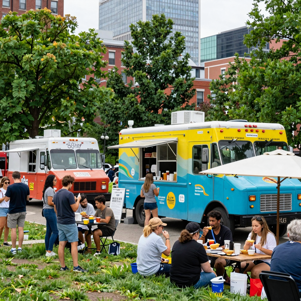 Food truck parking in vibrant areas