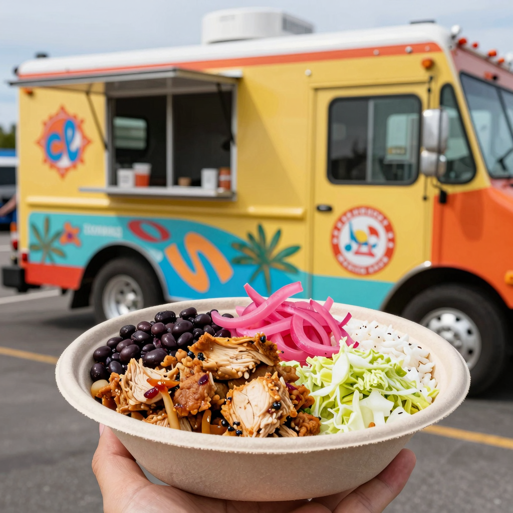 Lloyd food truck featuring the El Camino Bowl with chicken