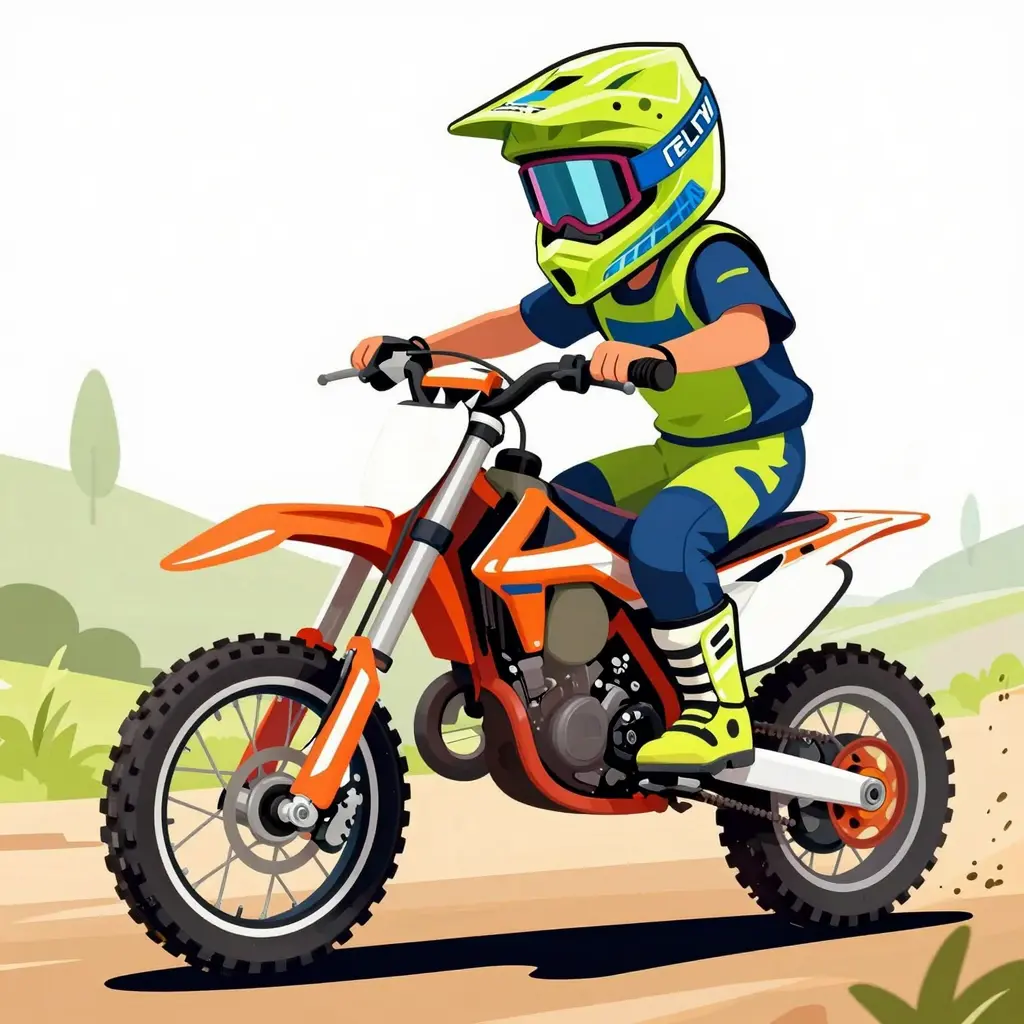 Kid Riding a Dirt Bike