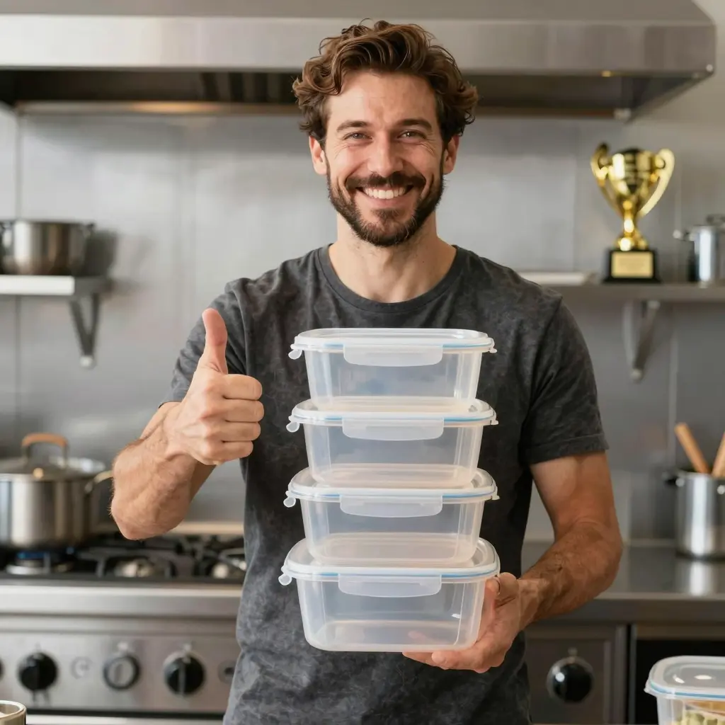 Satisfied restaurant owner with EcoCup Bowl's plastic containers