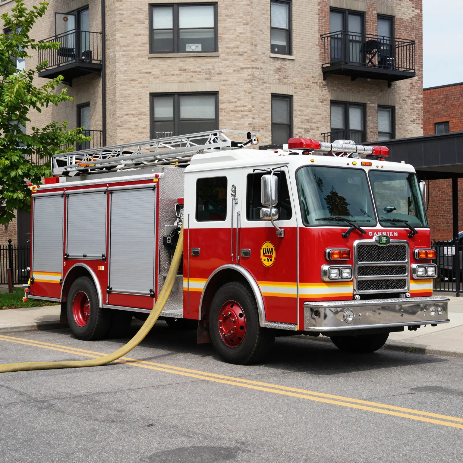 Fire Truck Responding to Urban Fire