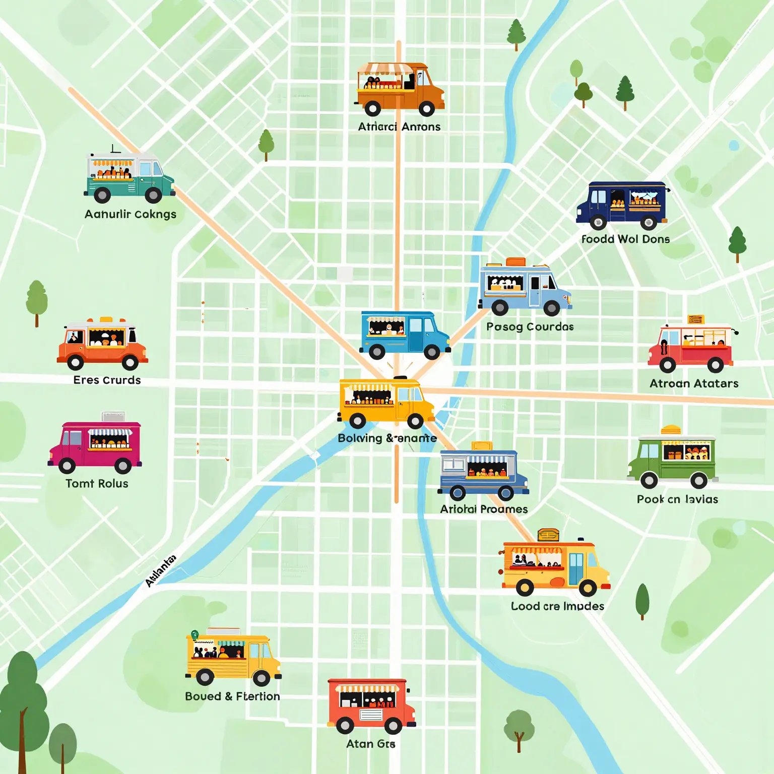 Map of Atlanta food truck hotspots